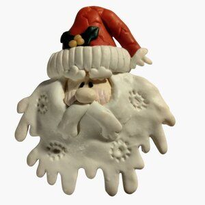 Santa Claus Brooch Snowflake Beard Statement Christmas Pin Polymer Clay